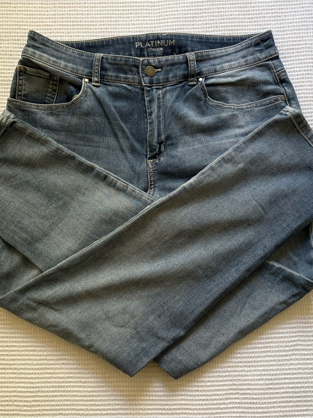 Chico's Platinum Women's Boyfriend Jeans - Light Blue Wash